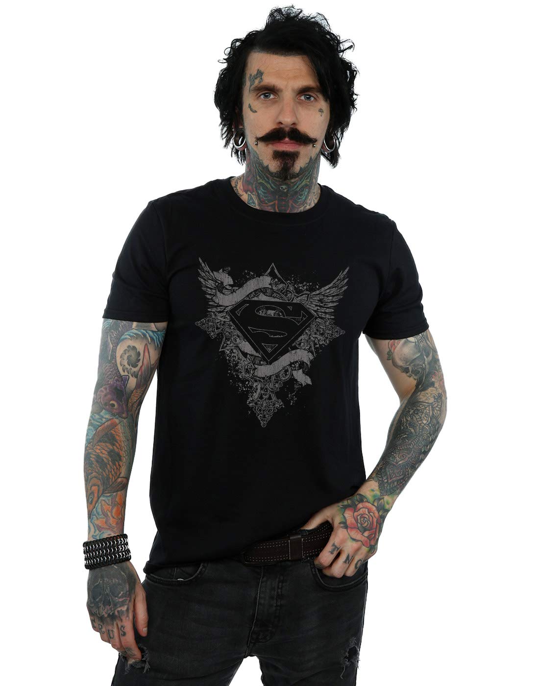 DC Comics Men's Superman Wings Logo T-Shirt Black XXX-Large