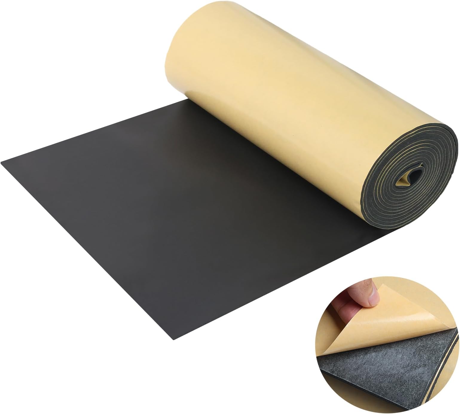Eunice Sponge Neoprene Foam Sheet with Adhesive, 12 in x 118 in x 1/4 in Foam Rubber Roll Cut to Multiple Dimensions, High Density Rubber Padding for Shock Pad, DIY, Crafts