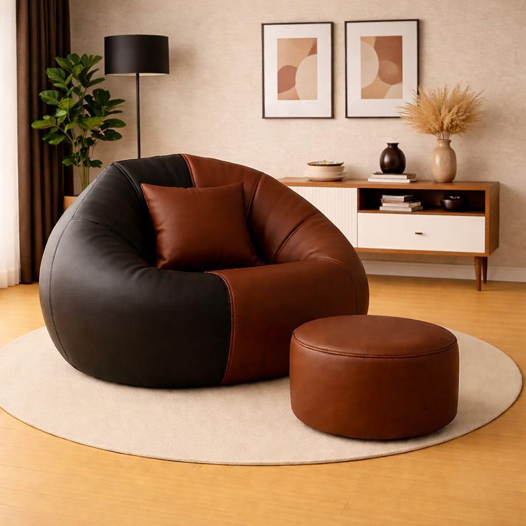 karuto 4XL Lounger Chair for Living Room, Bean Bag | Without Beans | Upto 150 Kg (Brown::Black, 4XL)-picture-29
