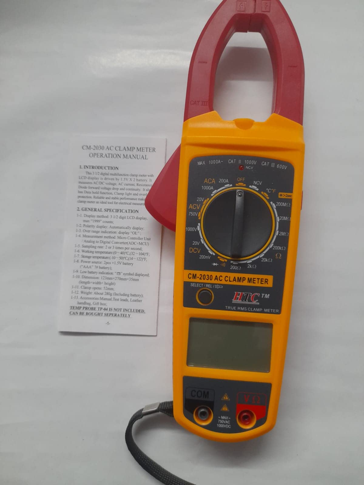Rytee Sales HTC Digital AC Clamp Clip-on Meter 1000A Tester , Multicolour - Image 3 thumbnail