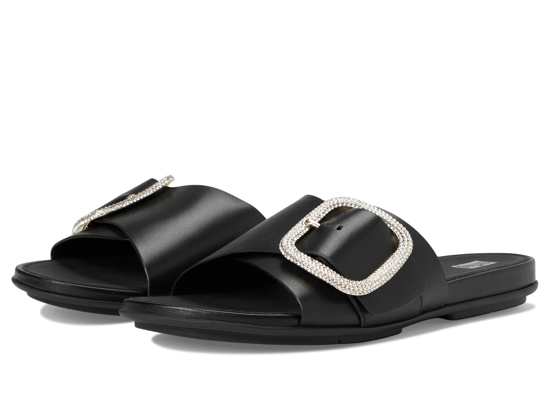 Fitflop Damen Gracie Crystal Maxi-buckle Metallic-leather SlidesSandale