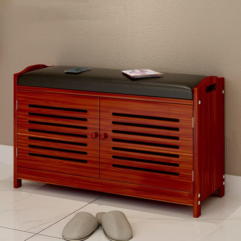 Adjustable Shoe Organizer Shoe Rack 3-layer Adjustable Shoe Shelf Storage Rack Double Door Bench Shoe Changing Organizer Channel Seat Stool Shoe Changing Rack Shoe Storage Organizer ( Color : B ) (D )