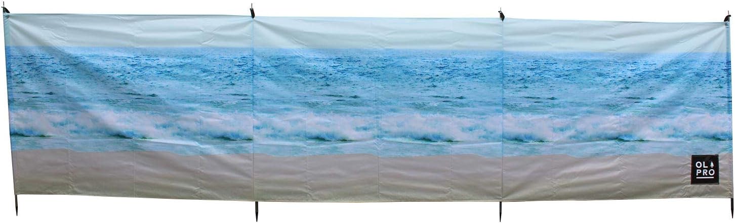 OLPRO Compact Steel Pole Windbreak – 4 Pole Camping Windbreak for Beach, Caravan & Motorhome Use | 4.8m Long, Lightweight & Packable with Carry Bag