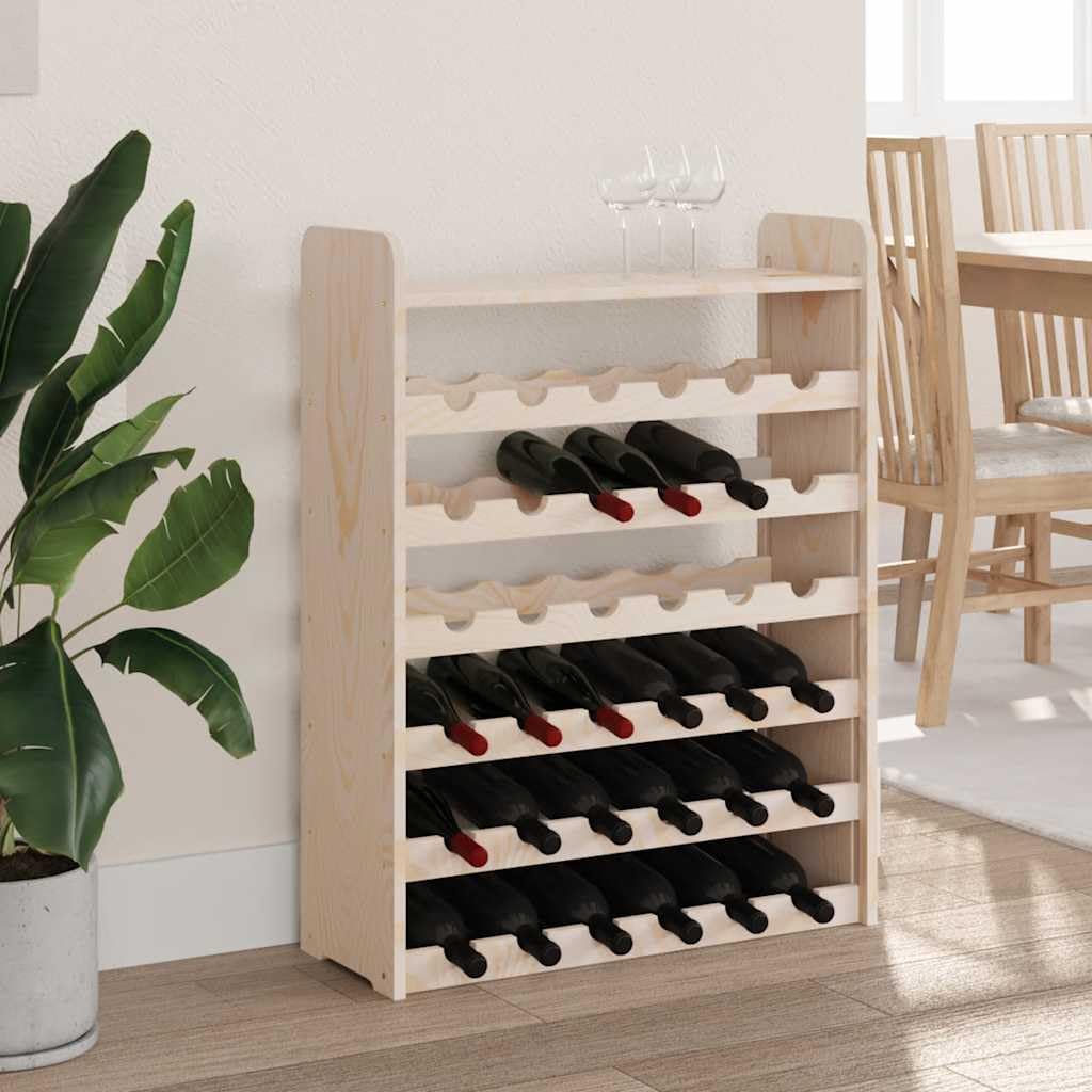 Stojak na wino z litego drewna sosna 36 butelek 6 poziomów