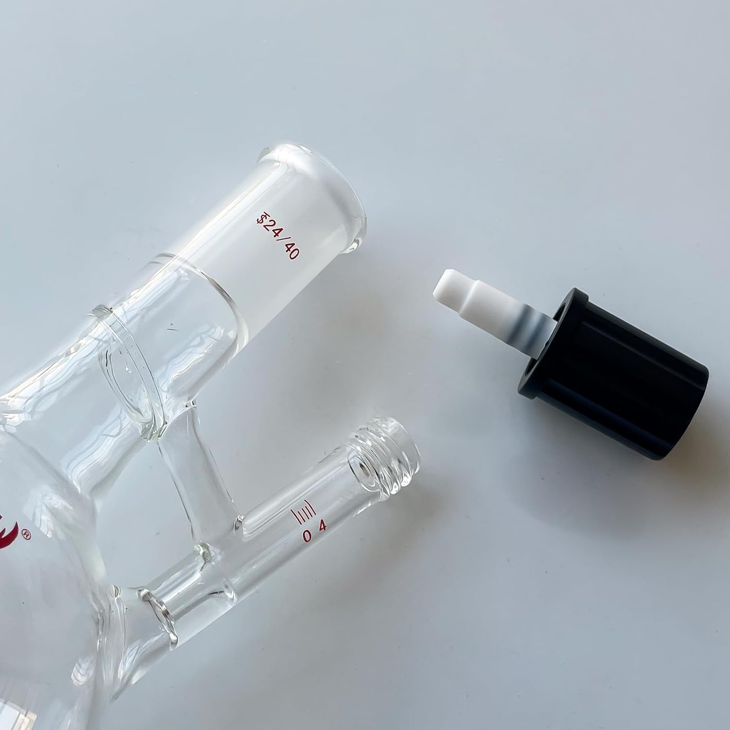 500ml Glass Schlenk Flask with 0-4mm High Vacuum Valve and 24/40 Joint, Borosilicate Glass Reaction Storage Flask, Lab Glassware