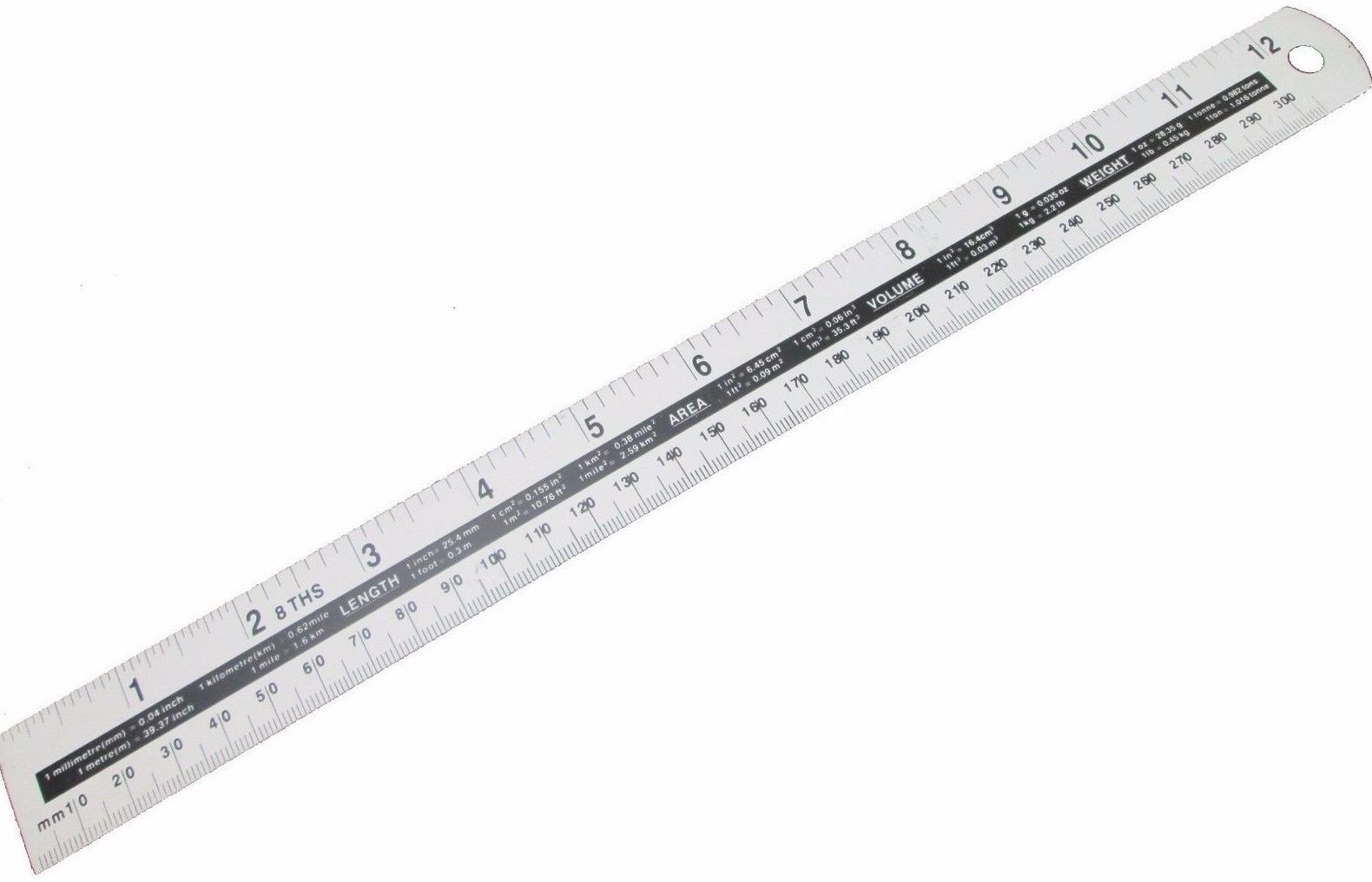 Toolzone 12" / 300Mm Aluminium Ruler Metric And Imperial Ruler Measuring Measure Ms108