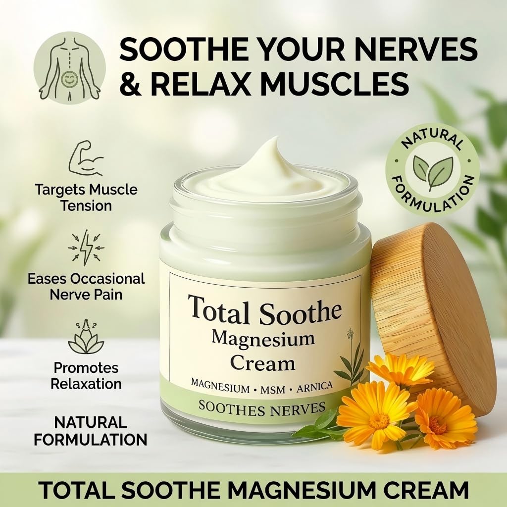Total Relief Soothing Magnesium Cream for Muscle Comfort, Nerve Relief Cream with MSM,Arnica,Non-Greasy Topical,Fast Absorbing,Joint Relief(2)