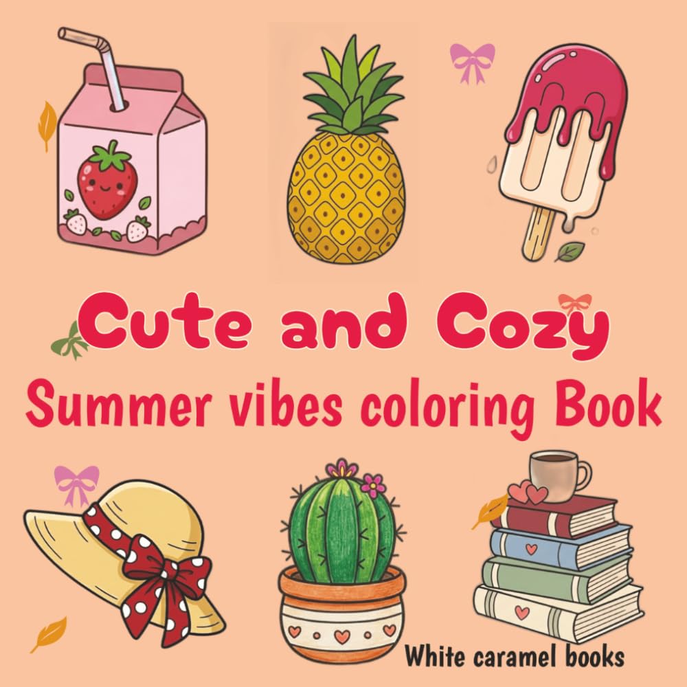cute and cozy summer vibes coloring book.: bold and easy fun summer design for stress relief and relaxation.