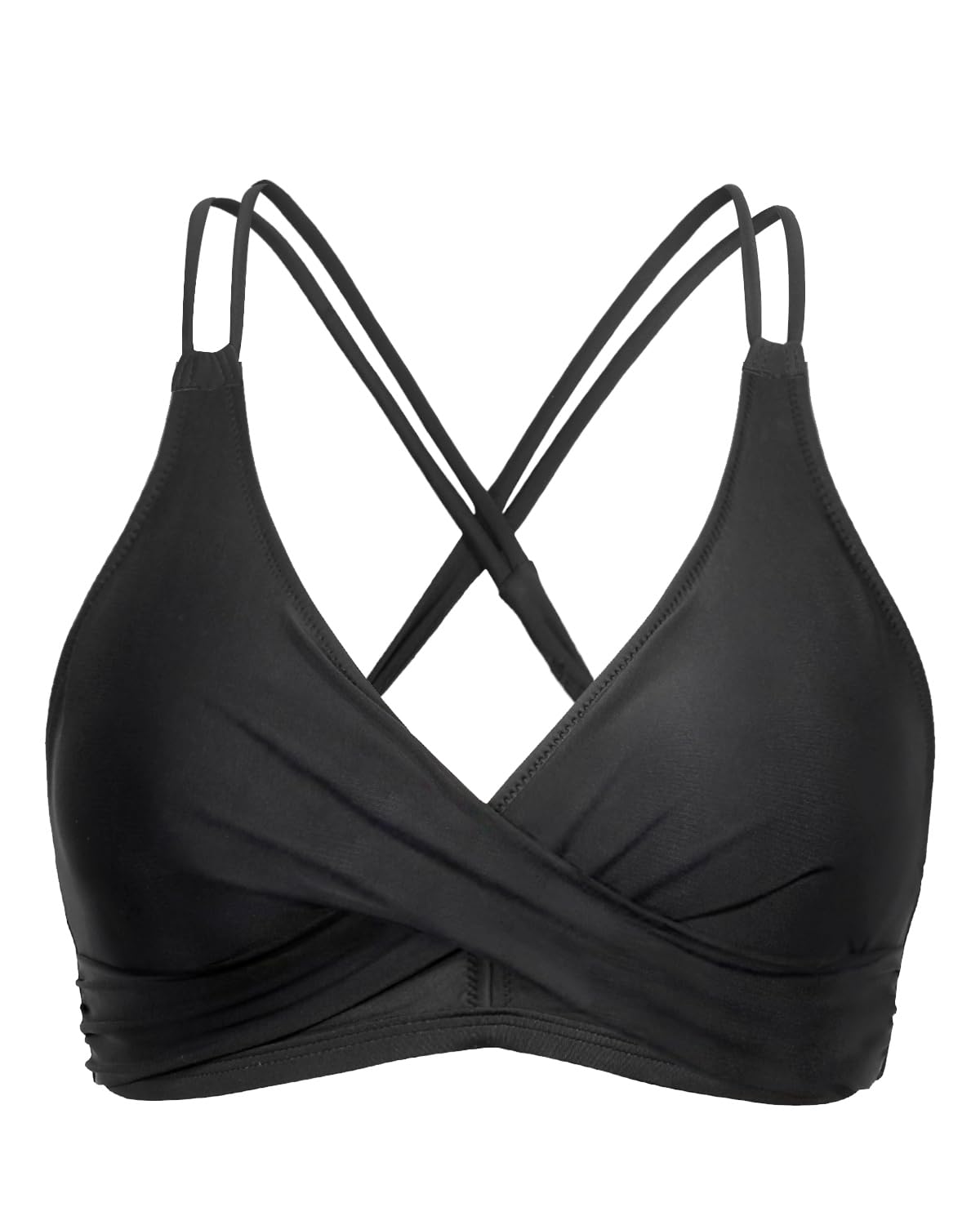 Holipick Women Black High Waisted Bikini Twist Front Swimsuits 2 Piece Lace Up Bikini top with Tummy Control Swims