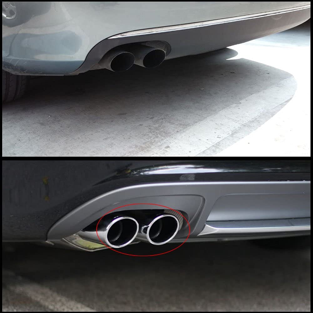 1 Paio di Punte per Terminali di Scarico Tubo di Scarico Universale per Auto Tubo di Scarico in Acciaio Cromato Cromato per B8 2007-2014 (Argento)