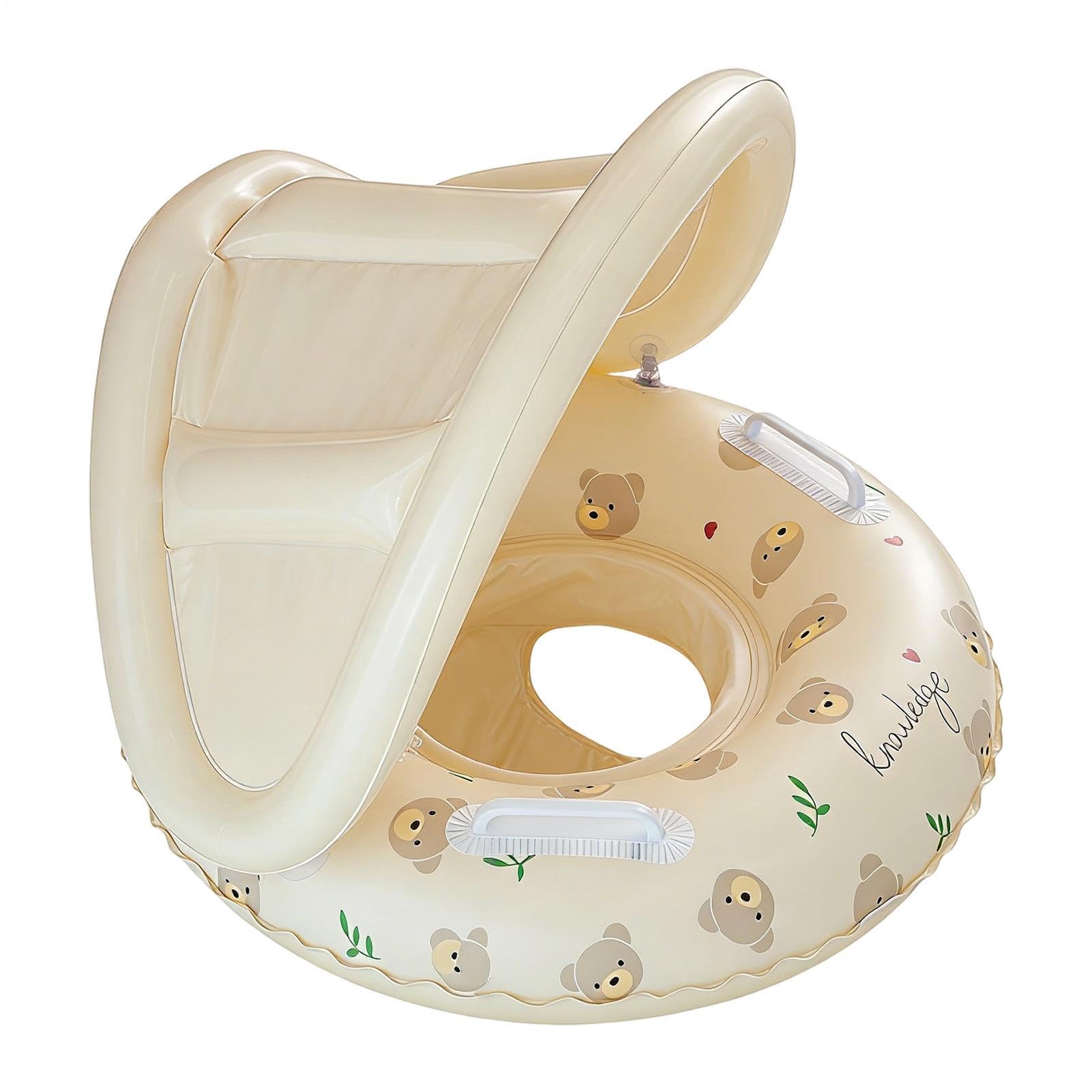 Galleggiante Da Piscina Per Bambini Con Tendalino PBV 55x52 Cm | Galleggiante Gonfiabile Per Piscinas Con Tendalinos Bambini | Sedile Piscina Con Tendalino Rimovibile Spiaggia Vasca Bagno Esterno