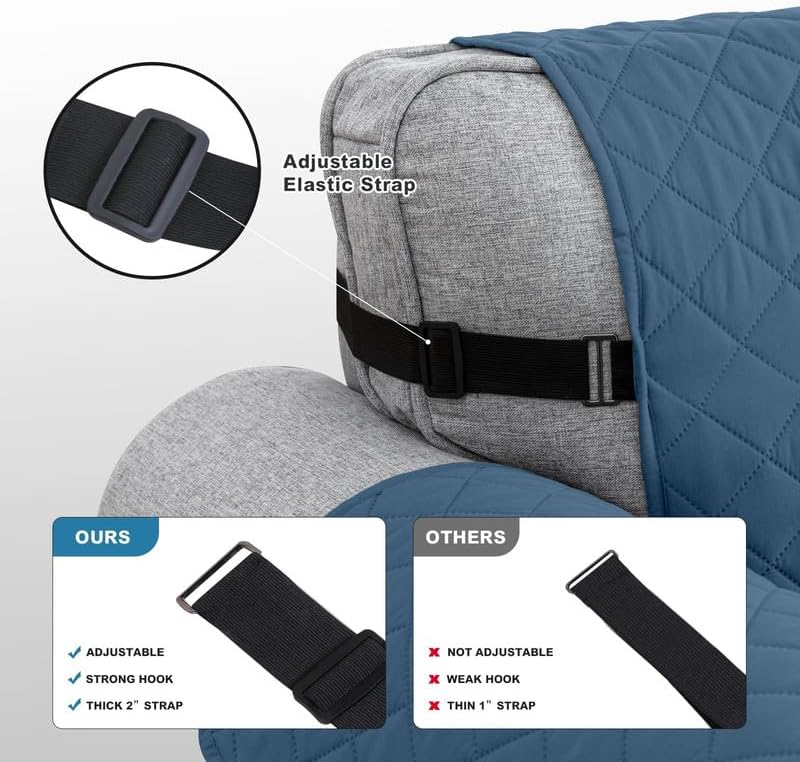 Miniatura 5 de TOPCHANCES Funda para sofá en forma de L, 3 piezas, reversible, funda de sofá seccional, funda de sofá seccional de 3 plazas con correas elásticas