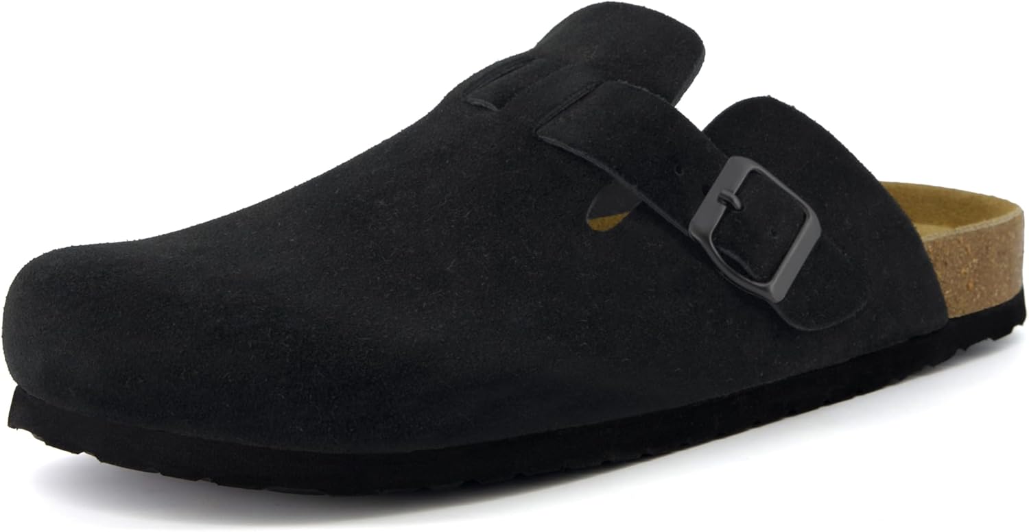 CUSHIONAIRE Haze Genuine Suede Leather Mens Clogs - Comfortable Slip On Potato Shoes for Men with Adjustable Buckle - Image 9