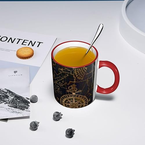 Miniatura 7 de Vintage World Map Compass Ship Coffee Mug Coffee Cups Ceramic with Handle,Tea Cups Mug tazas para cafe Drinking Cups Gifts for Women Men,Unique