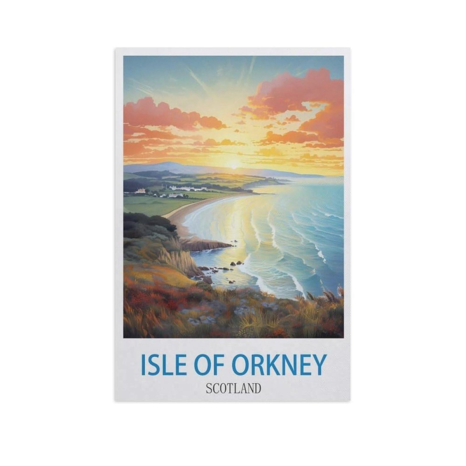Beayodkp A3 Isle Of Orkney Scotland，Diy Paint By Numbers For Adults Beginner, Easy Paint By Numbers For Beginner,Acrylic Watercolor Paint By Number For Kids Gift Decor(30X40cm) 11.8X15.7 Inches-Fy63
