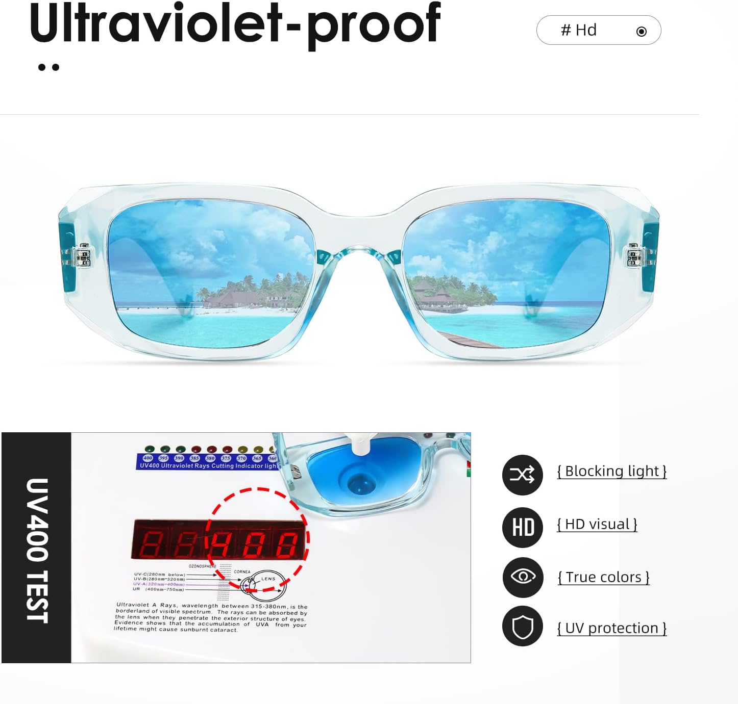 kimorn Rectangle Sunglasses for Women Men Trendy Retro Trendy Sun Glasses 90’s Vintage Square Frame K1307 - Image 4