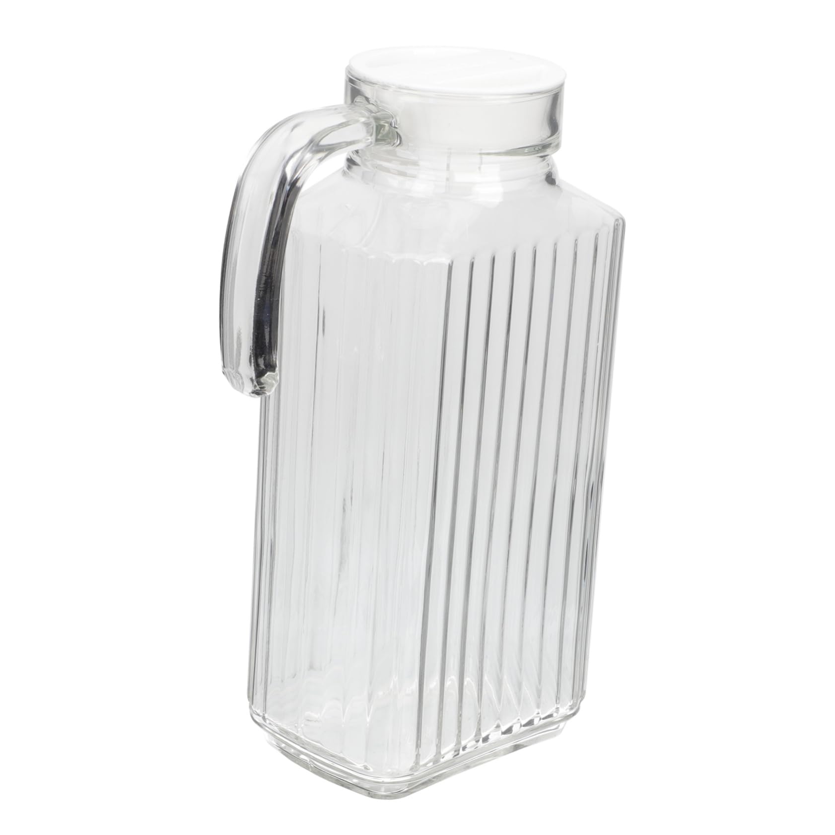 Zerodeko Glaskrug 1,7l mit Auslaufschutz Große Glaswasserflasche für Kaltes Wasser und Saft als Party Wasserspender oder Früchteteebehälter aus Glas