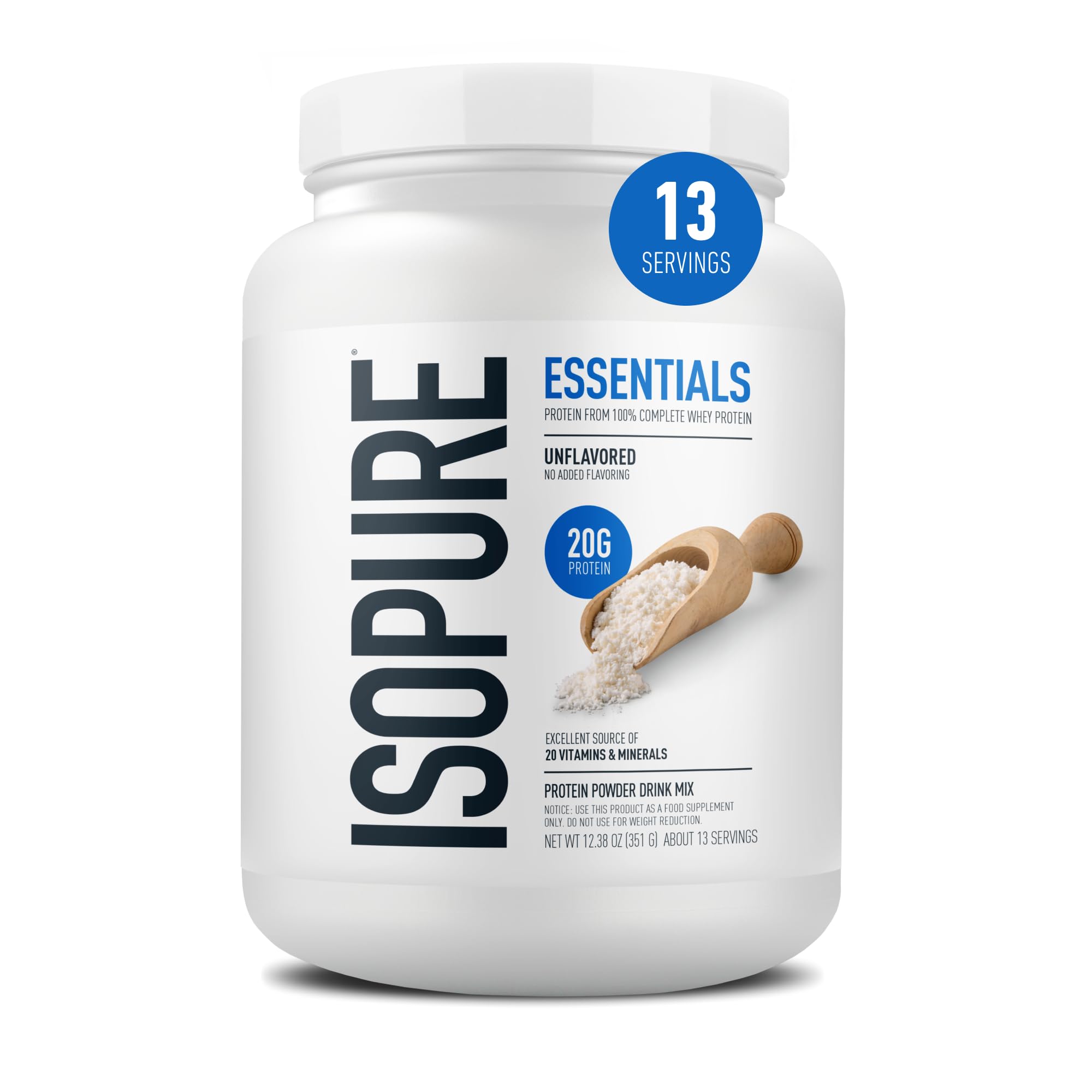 Isopure Whey Protein em Pó sem Sabor, 20 g por Porção, 351 g