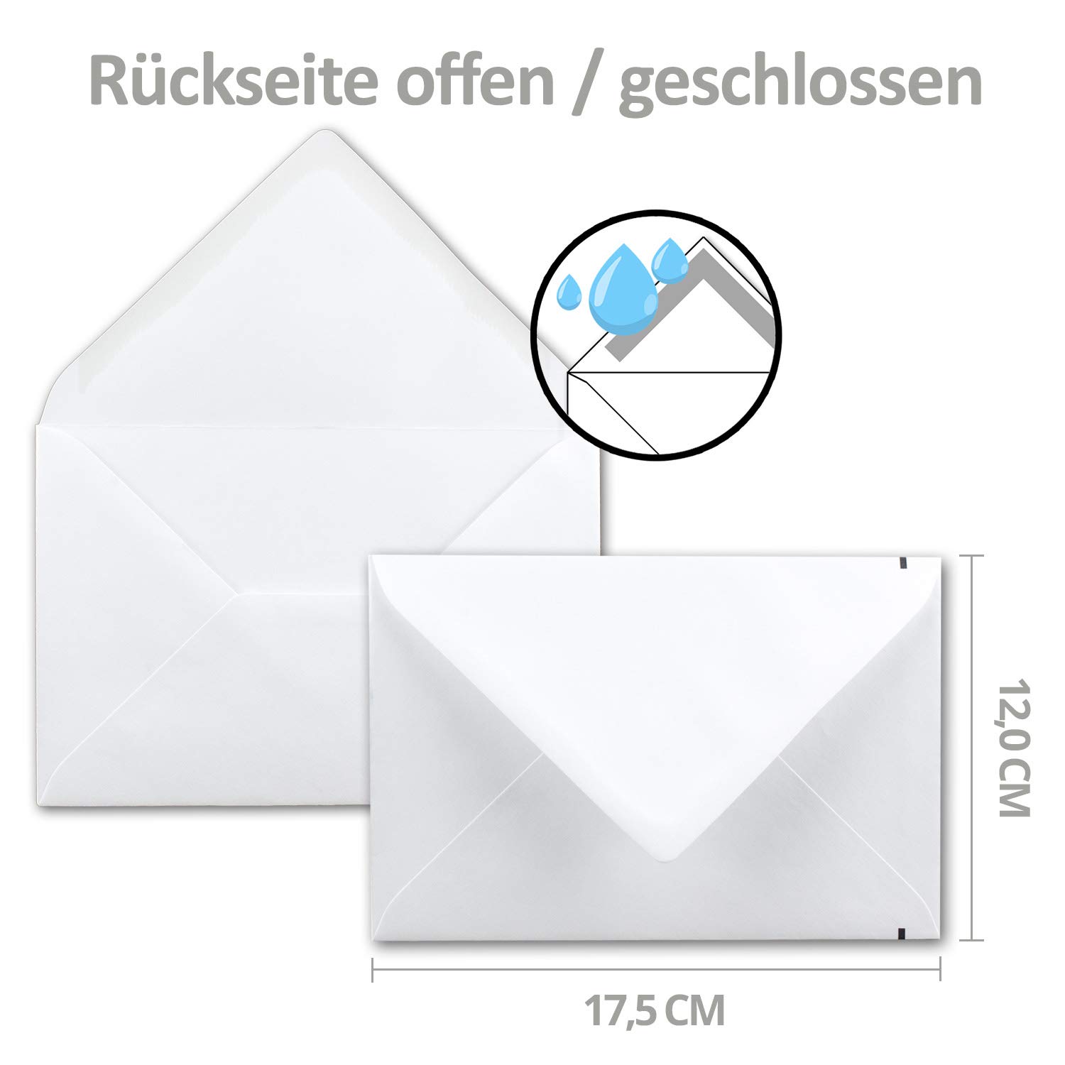 Białe koperty żałobne z czarnym pociągiem żałobnym - 25 sztuk - koperty w formacie DIN B6 120 x 175 mm klejone na mokro bez okienka do poleceń, pokazy żałobne, podziękowania, kondolencji