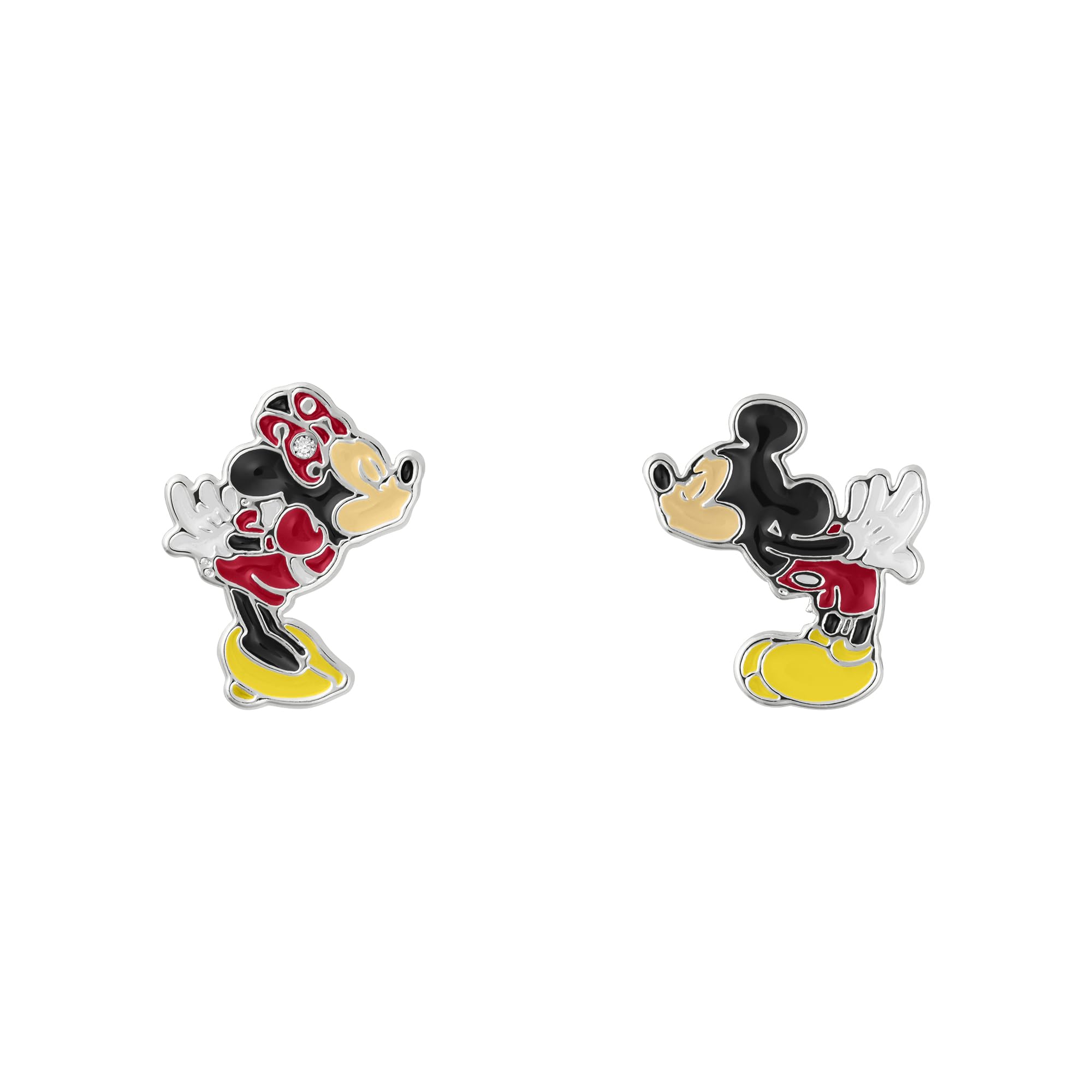 Disney Mickey & Minnie SF00675L.PH - Juego de pendientes y bandeja de abalorios con forma de corazón para niñas, talla única, Latón, No es una piedra preciosa