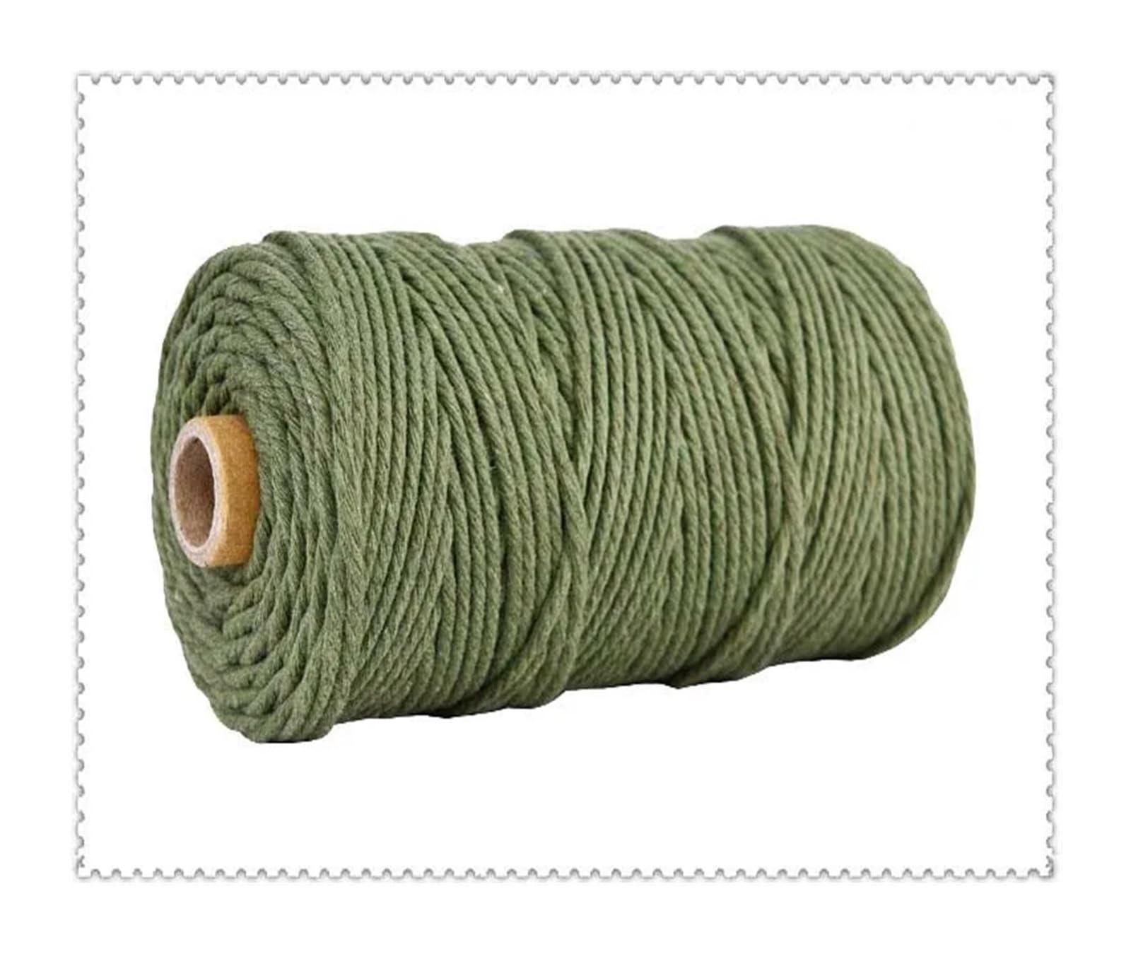 Baumwollschnur für Bastelarbeiten, 3 mm Baumwollschnur, Makramee-Schnur, 110 Yards, Mehrfarbig, DIY-Dekoration(Fallen Leaves Green)