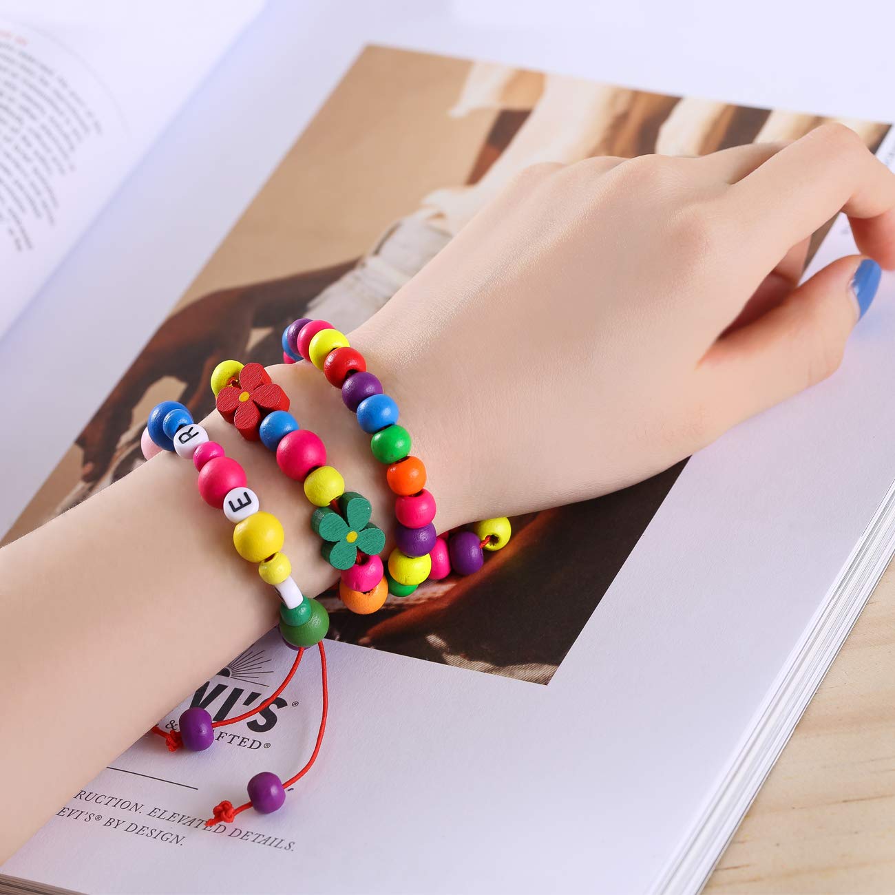 Naler 550 Houten Kralen Set – Mix Van Vormen & Maten – Met 24m Elastiek – Voor Armbanden, Kettingen & Knutselprojecten