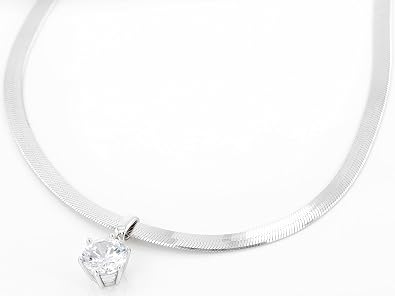 JTV 2.97 CT Cubic Zirconia Herringbone Necklace for Women - Sterling Silver - Elegant Diamond-Look Pendant - Wedding, Special Occasion, Everyday Jewelry Gift with Gift Box - 18