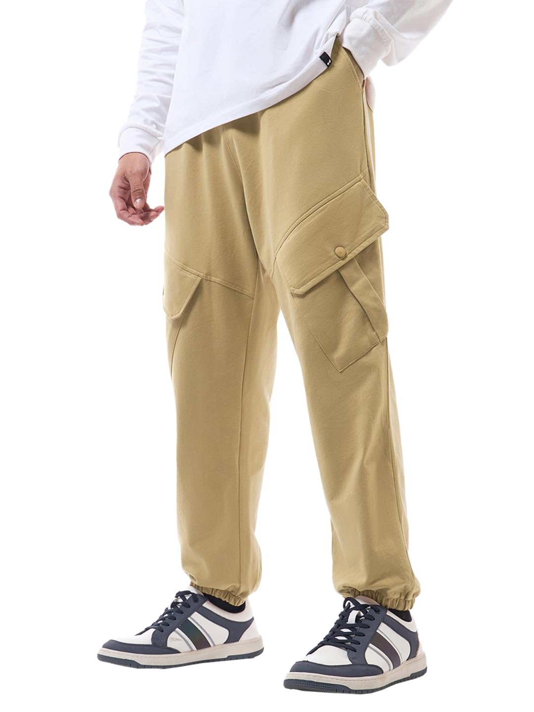 bewakoof Men's Cotton Super Loose Fit Joggers|Bewakoof Air 1.0 | Track pants for man | Lower for man | Trouser for men | Baggy trackpants for men | Multipurpose | Mens Lower Activewear | Utility Pockets | Lightweight & Flexible Elastic Waist | Casual Joggers | Loose Fit-picture-28