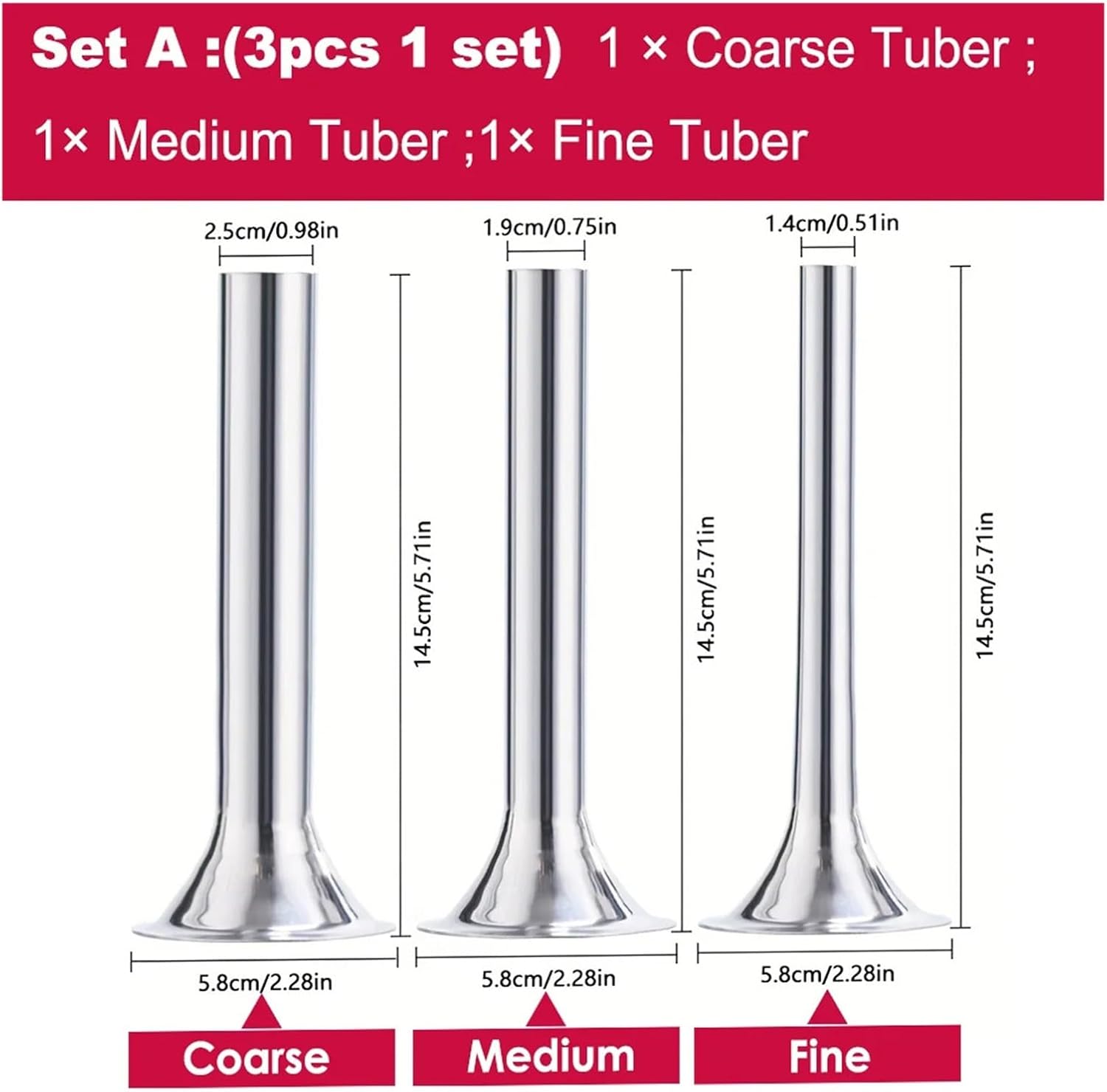1/3/4PCS Stainless Steel Sausage Stuffer Tubes For Meat Grinder, Attachment For Stand Mixer(Set A (3pcs))