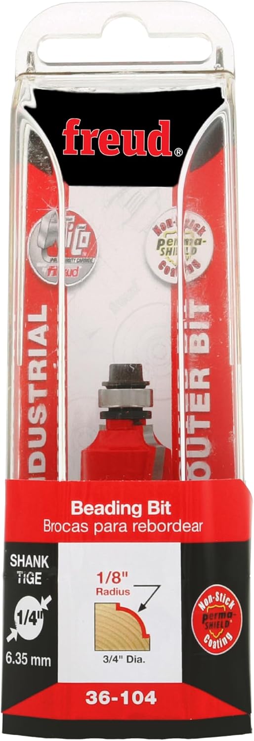 Freud 36-104: 1/8" Radius Beading Bit with 2 Cutters, 1/4" Shank