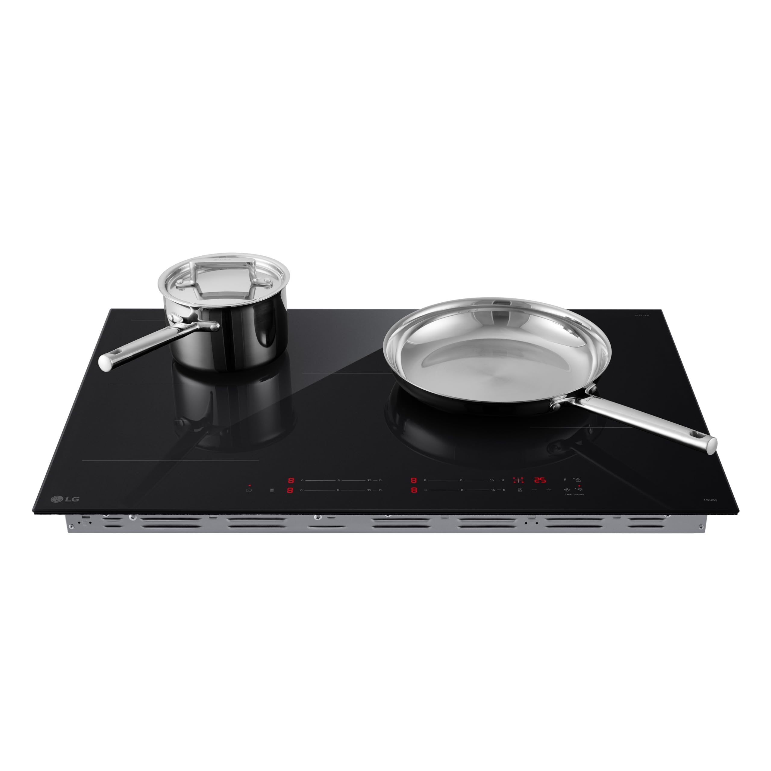 LG CI5Z3025BN Piano Cottura Induzione 75 cm, Potenza da 2.5 a 7.4kW, 4 Zone Totali, 1 Zona Flex, 15 Livelli di Potenza + Boost, Controlli Touch Slide Indipendenti, Wi-Fi, Vetro Ceramico, Nero