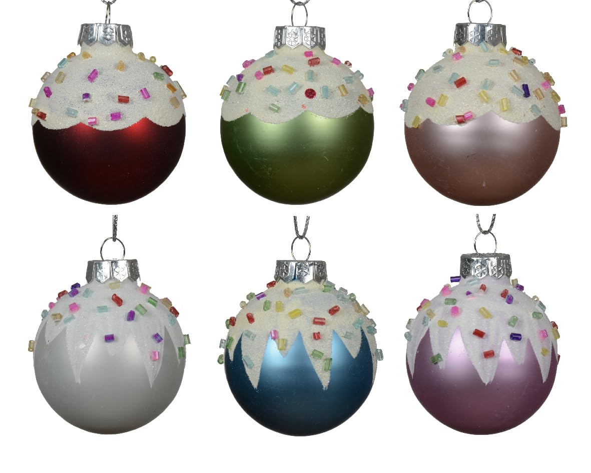 KaemingkBauble Glass Mt Sprinkle Red,Green,Pink, White, Purple, Blue 4.5cm