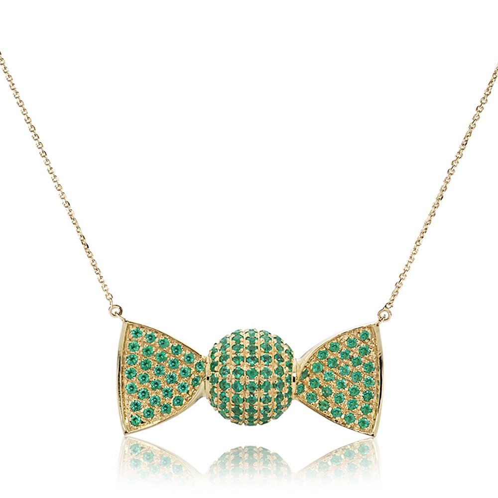 Gioiello Italiano - Yellow gold necklace with emeralds "Supreme Magic Brazil"