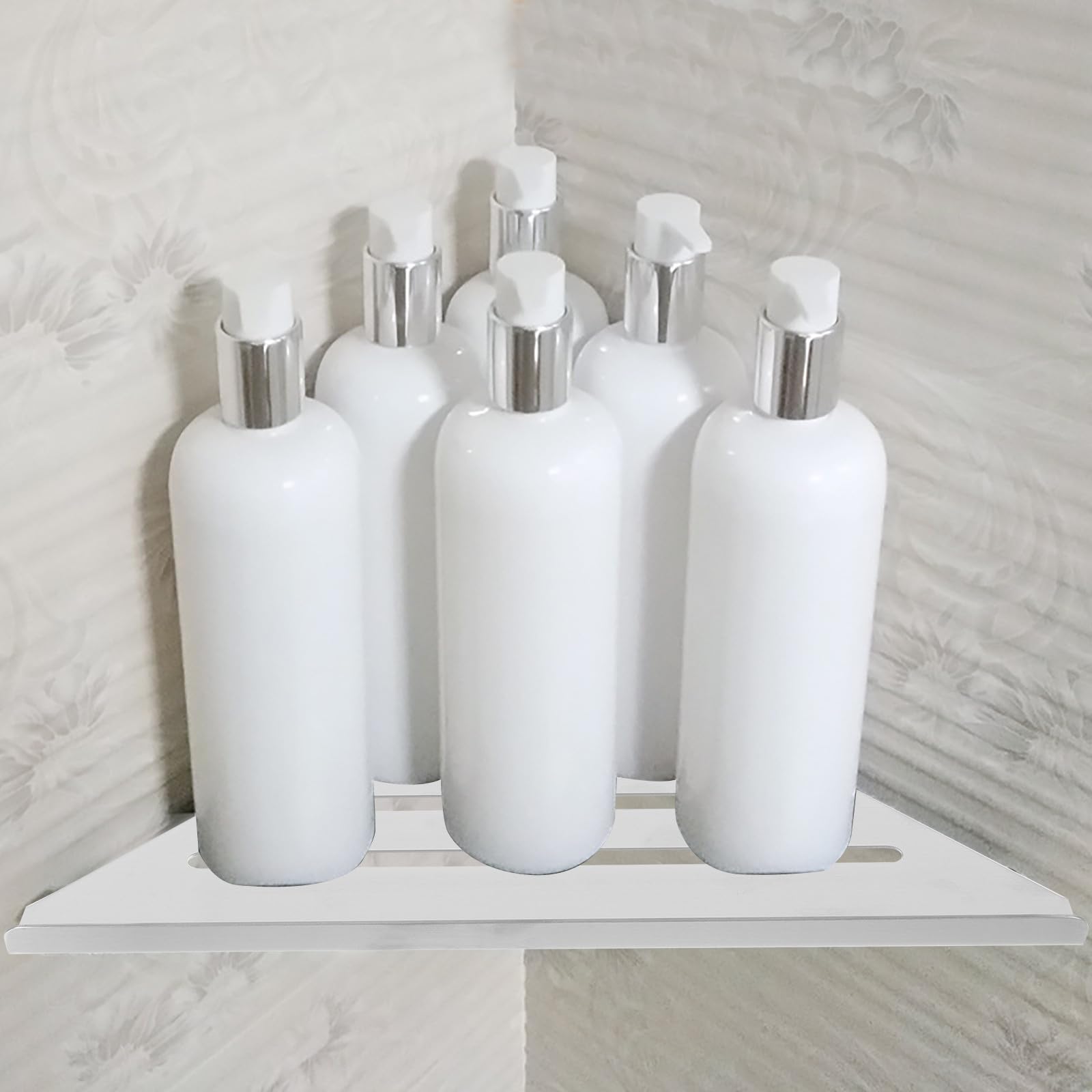 Mensola Portaoggetti per Doccia Angolare in Acciaio Inox 304, Scaffale Sospeso da Parete senza Foratura, Organizer Bagno Resistente Bordi Lisci per Bagnoschiuma e Spazzolini,
