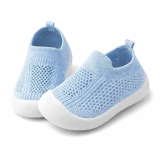 Tênis Sapatinho Meia Infantil Antiderrapante para Primeiros Passos, Bebê 0-36 Meses, Malha Flexível, Ultra Leve 28g, Unissex, Cinza, Azul, Amarelo ou Rosa