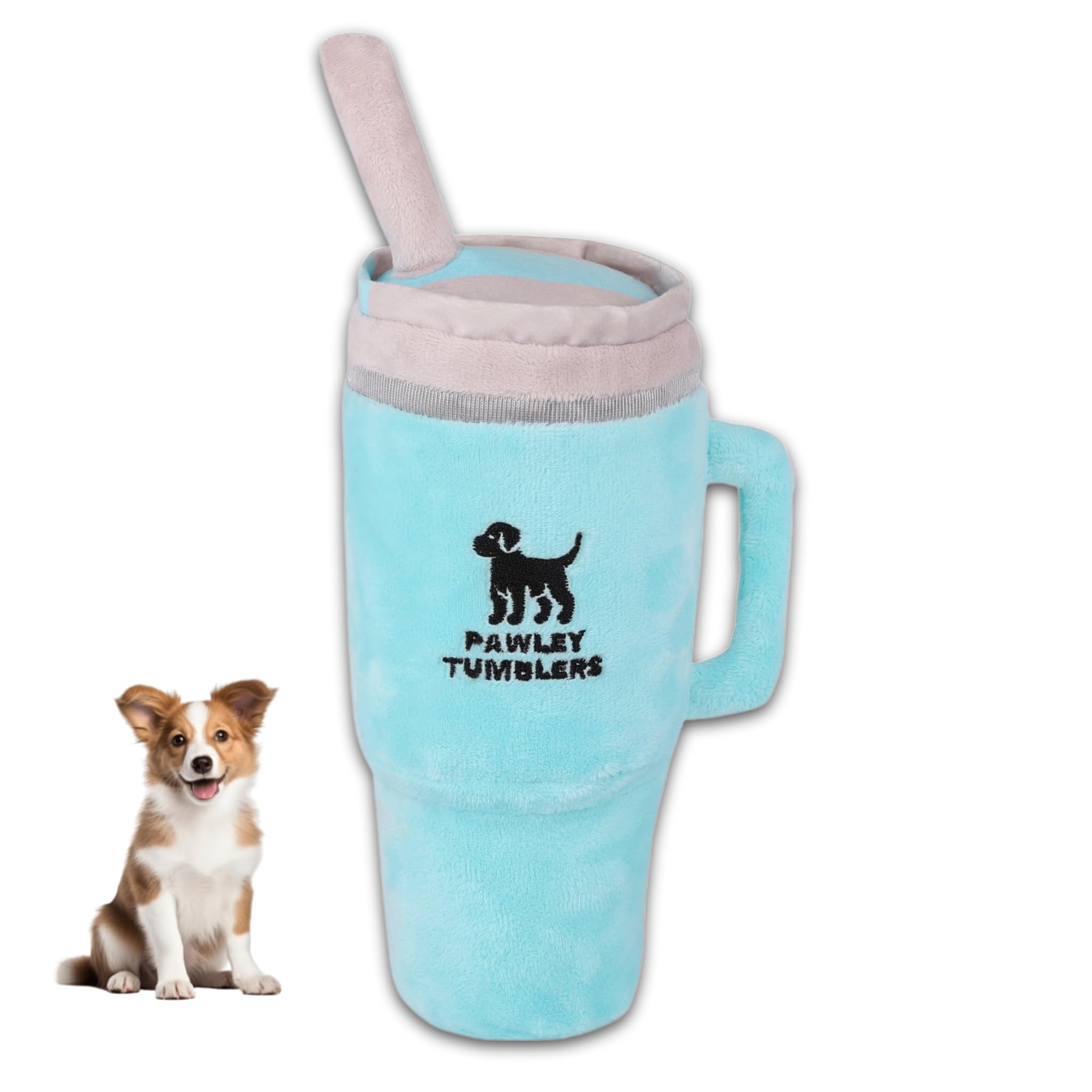 Juguete de peluche arrugado y chirriante para perros, inspirado en la taza Stanley, ideal para perros medianos y grandes (turquesa)