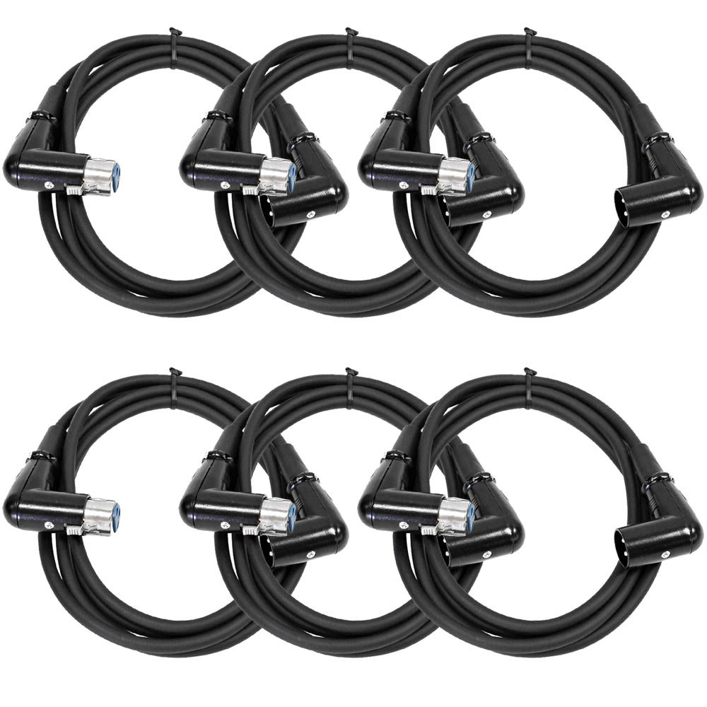 Seismic Audio - SARAX6-6 - 6 Pack of 6 Foot Right Angle XLR Male to XLR Female Patch Cables