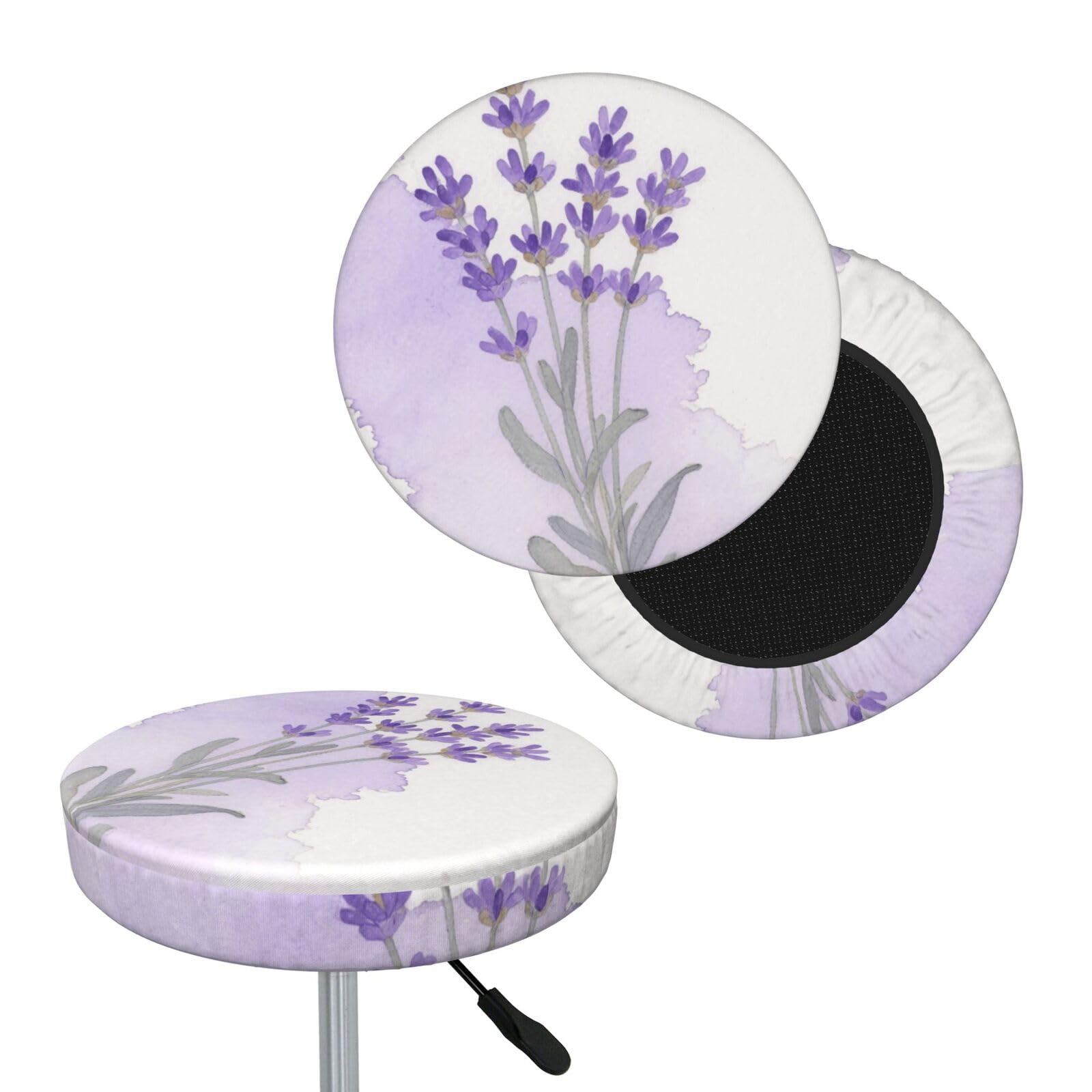 FekiLoot Watercolor Flower Round Bar Stool Covers Stretch Washable Bar Stool Covers Dustproof Slipcover Bar Chair Covers with Elastic Band for Bar Kitchen Living Room Decor 14 Inch