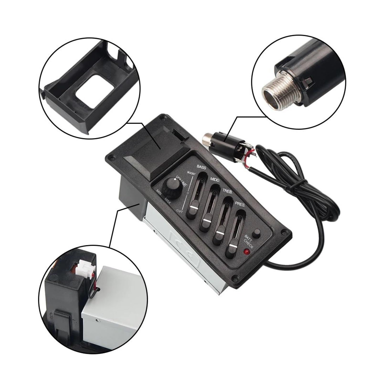 Pick-up per Chitarra Acustica Accessori 10 Pz 4 Bande Amplificatore Preamplificatore Per Chitarra Acustica EQ Pickup Amplificatore Per Chitarra Acustica Preamplificatori Lato Piatto