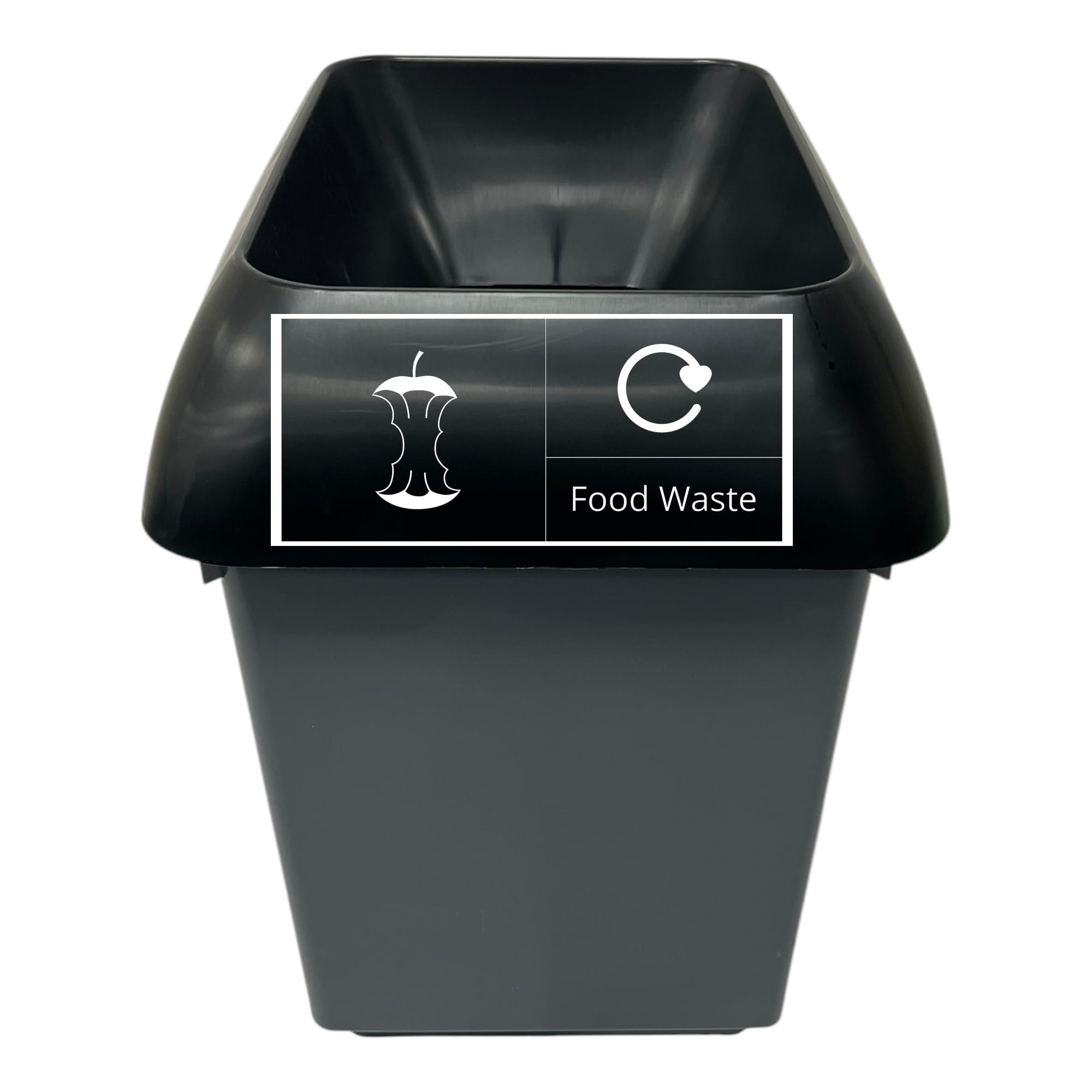 Chabrias Ltd 30 Litre Recycling Waste Bin Black & Food Waste Logo Recycling Bin – UK Made 100% Recycled Plastic – Colour Coded for Simpler Recycling