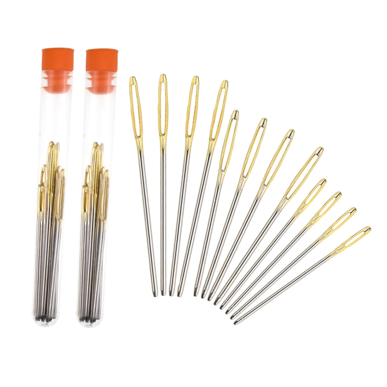 LALAFINA 6 Sets Essential Weaving Tools Stainless Steel Large Hole Knitting Needles Tips for Sewing