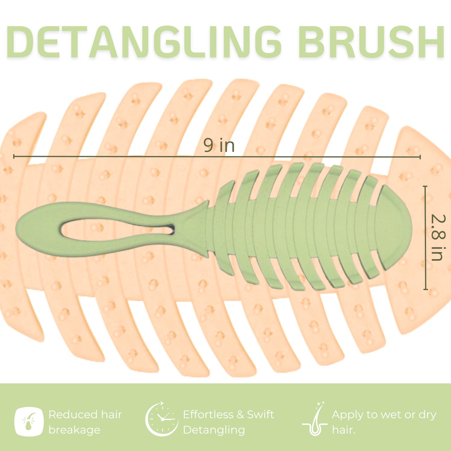 INATEKPRO 2 Pack Detangle Hair Brush Women, Green & Orange - Image 2