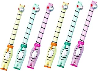 6pcs Giraffe Shape Fine Tip Sign Pens Black Ink Multi-use Plastic Gel Writing Pens for School Office Students with Lid Design Easy to Hold Comfortable