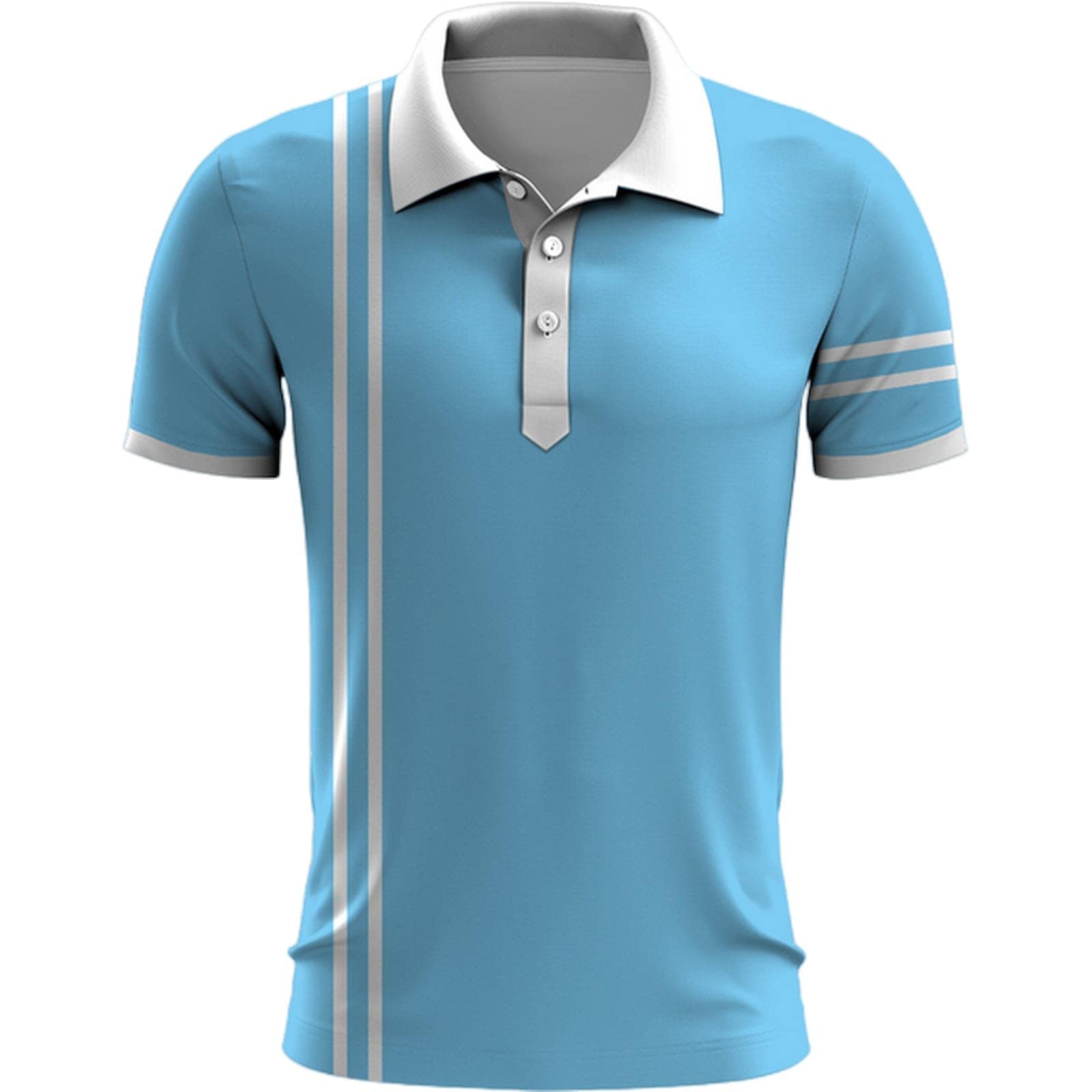Camisa de manga corta para hombre de verano e informal, azul, M