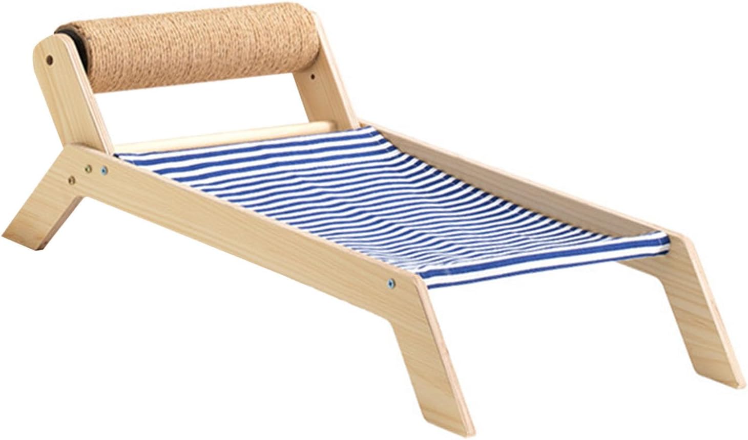 Semme Elevated Cat Beach Chair with Sisal Scratcher Summer IndoorOutdoor Hammock for Cats Safe and Design (Beach Sisal Roller Bed) (Roller Bed)