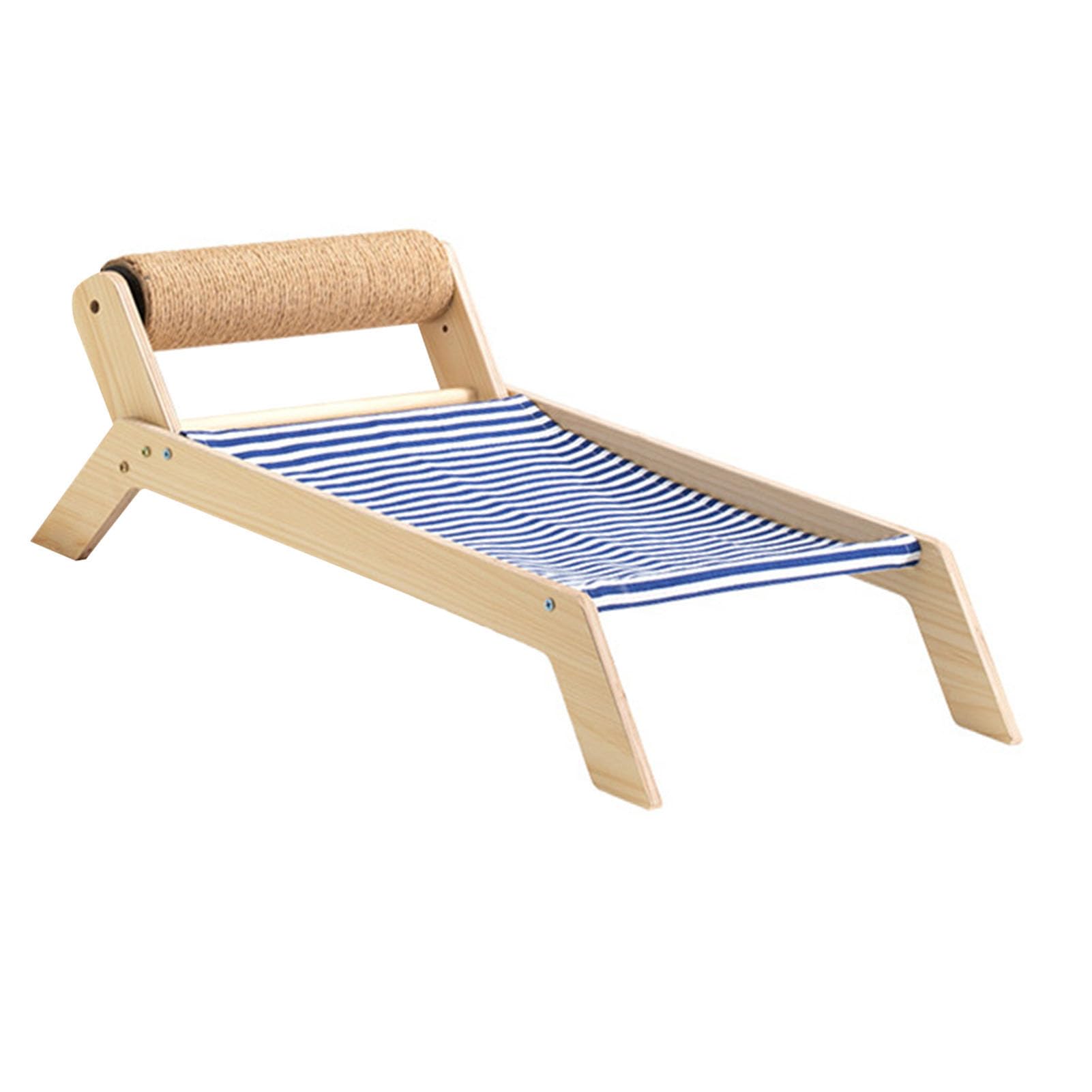 Silla de Playa para Gatitos, Cama de Playa Elevada para Gatos, Gran Capacidad de Carga con Rascador de Sisal para un Verano Cómodo en Interiores y Exteriores (Cama de Rodillos de sisal de Playa)