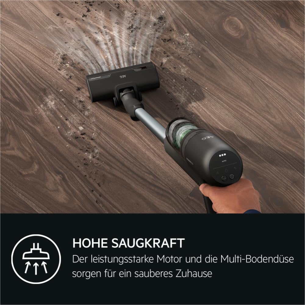 AEG Serie 7000 ÖKO Akku-Staubsauger, extra Kraftvoll, Ultraleicht 2,2kg, Ergonomisch, 70% Recyclingmaterial, bis zu 50 Min, 120m², 2in1, 5-Stufige Filtration, alle Böden, Automatik, grau, AP71UB14AM