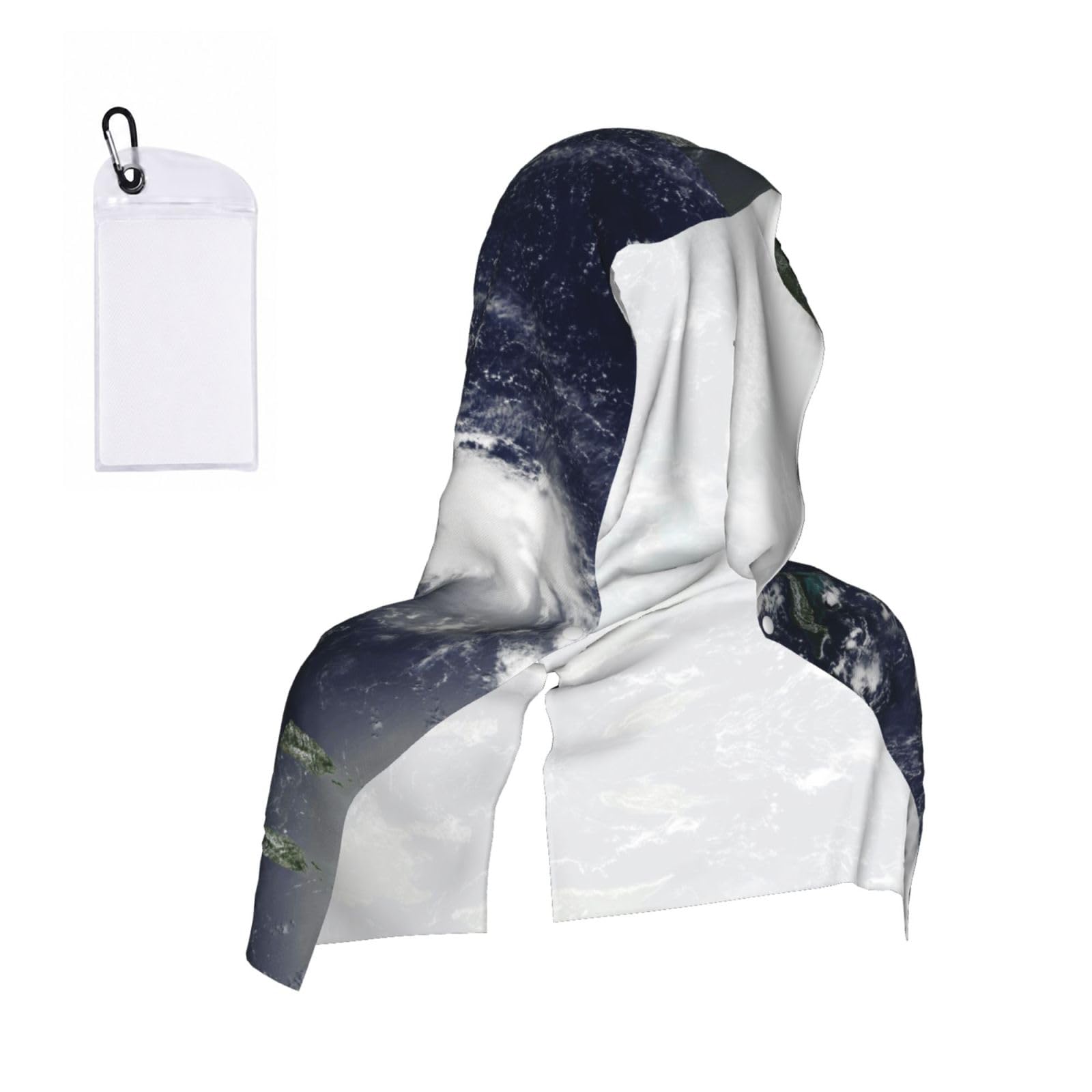 SATUSA Sea Print Cooling Hoodie Towel, Cooling Towels For Neck And Face, Quick Drying Absorbent Cooling Head Towel Beach Camping Gym Construction(2pcs)