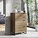 WLIVE 4 Drawer Dresser, Tall Chest of Drawers, Wood Storage Cabinet with Sturdy Metal Frame for Bedroom and Living Room, Gray Oak
