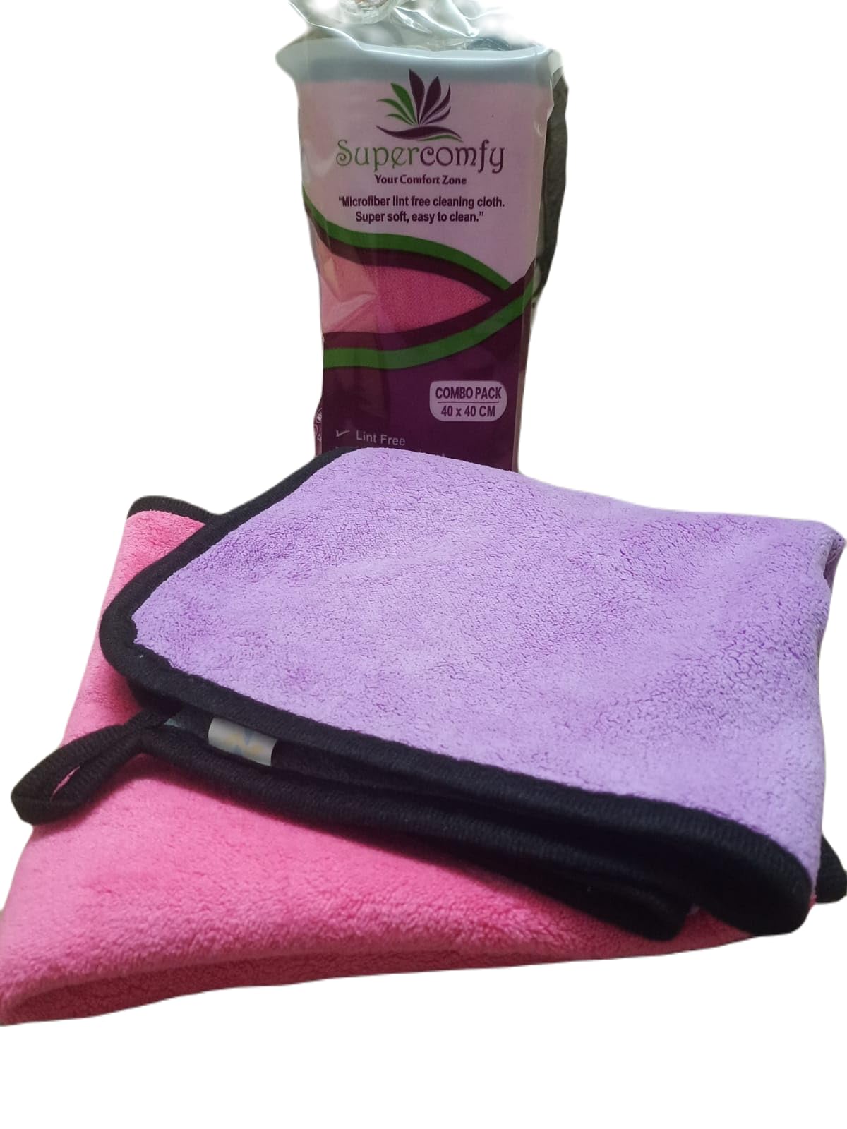 Supercomfy Polyester Lint Free Ultra Absorbent 600 GSM Microfiber Cleaning Cloth (Purple & Pink, Set of 4) 1